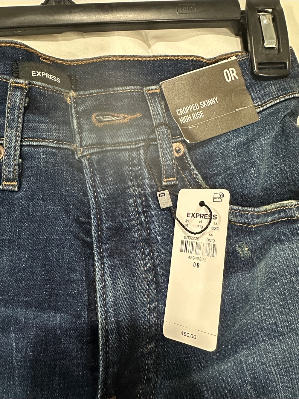 Express Dark Blue Cropped Skinny High-Rise Jeans